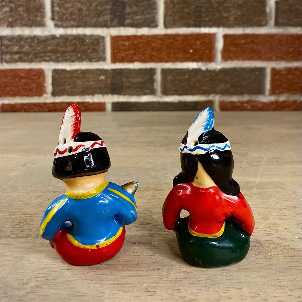 Vintage Native American Indian Salt & Pepper Shaker Set Japan - Picture 4 of 8